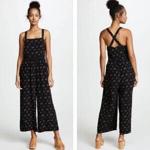 Madewell Flower Toss Smocked CropJumpsuit
